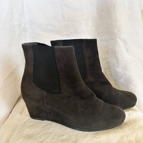 Stuart Weitzman Gray Suede Wedge Heel Ankle Boot Size 6 - Picture 7 of 14